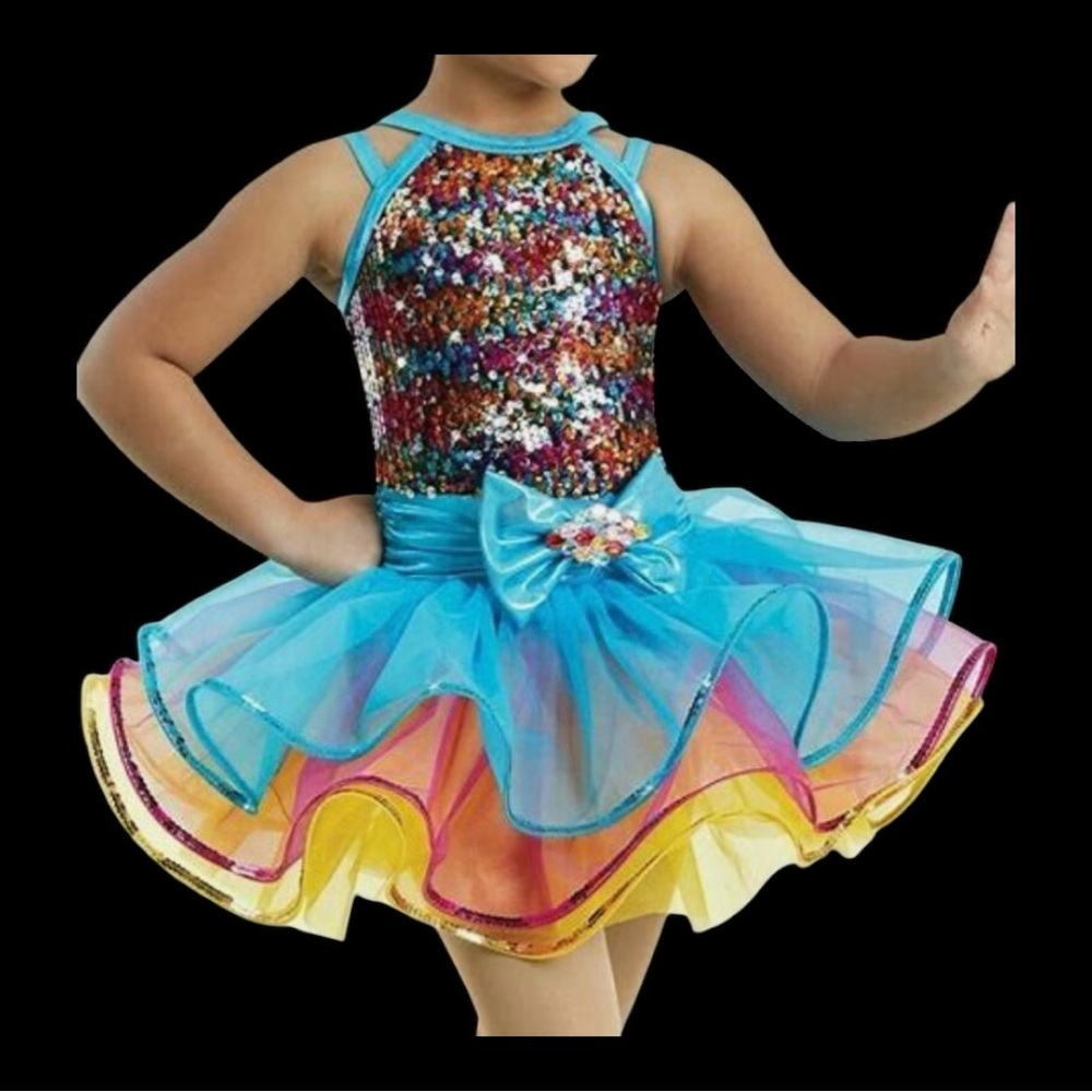Colorful Sequin Kids Costume Dress